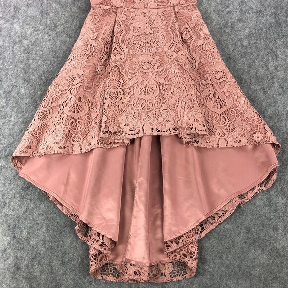 Two Sisters Dress Size 8 Blush Pink Floral Lace Overlay High-Low Sweetheart Neck - Picture 6 of 16